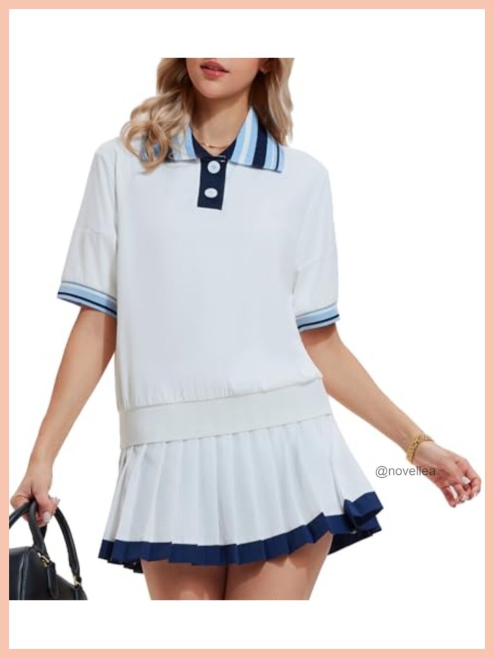 Women's Tennis Golf Dress Set Pleated Skort Built-in Shorts Athletic Outfit